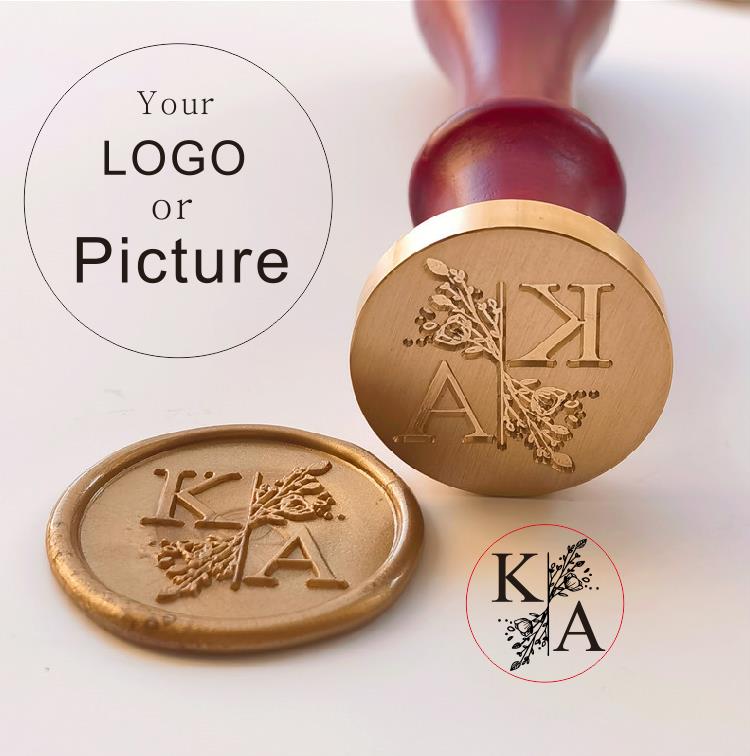 Rubber Date Stamp - カスタムシール ワックスシールスタンプ 自社ロゴでカスタマイズ 結婚式招待状 誕生日ギフトスタンプ 交換可能なハンドルスタンプ