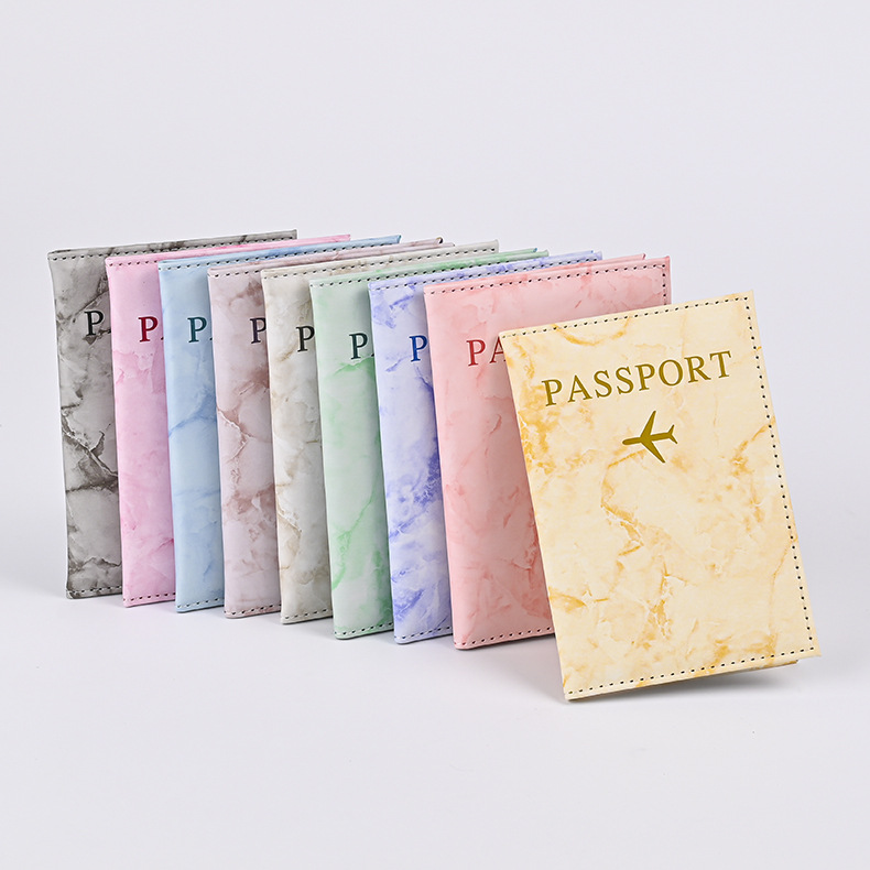 マカロンカラー大理石柄パスポートカバー超薄型ドキュメントホル - Index Card Holder のレビューと価格